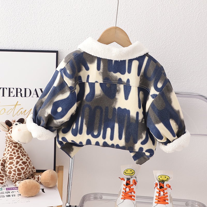 Boys' Denim Coat Clothing 2023 New Baby Korean Style Fleece-Lined Thickened Jacket Baby Children'S Coat Fashion - Image 5