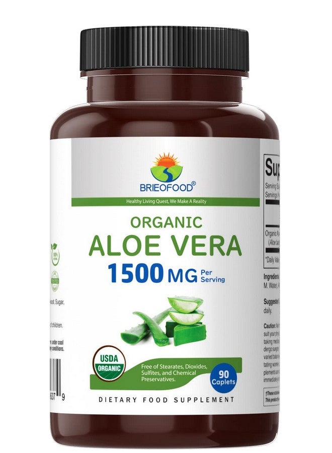 Brieofood Organic Aloe Vera 1500mg, 45 Servings, Vegetarian, Gluten Free, 90 Vegetarian Tablets - Image 2