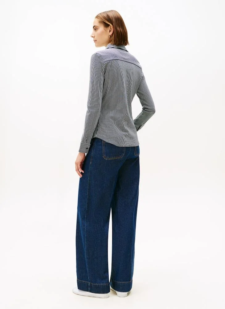 تومي هيلفيغر قميص بأكمام طويلة مخطط بقصة ضيقة