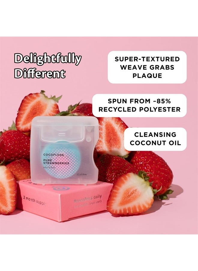 Cocofloss Woven Dental Floss, Dentist-Designed Oral Care, Strawberry Scent, Waxed, Expanding, Kid-Friendly String Floss with Coconut Oil, 1 Spool (33 yd)  - Image 2