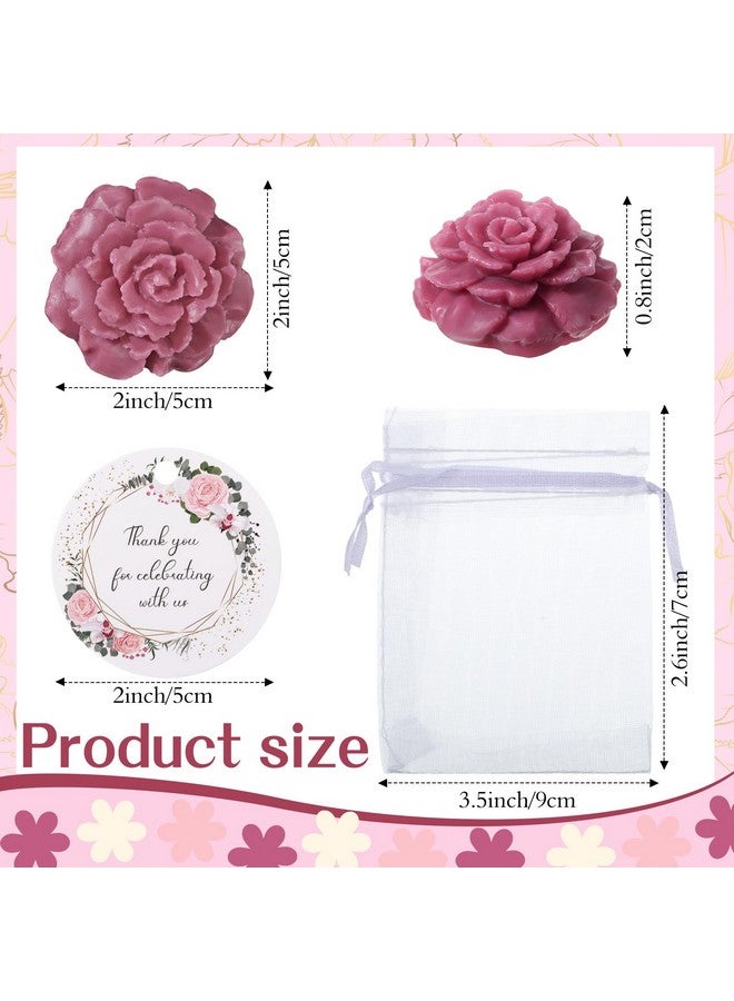 Demissle 24 Set Christmas Mini Soaps For Guests Flower Soap Wedding Handmade Soap Gift Favor Fancy Flower Decorative Soap With Thank You Tags For Wedding Bridal Guest Gift Party Favor(Rose)
