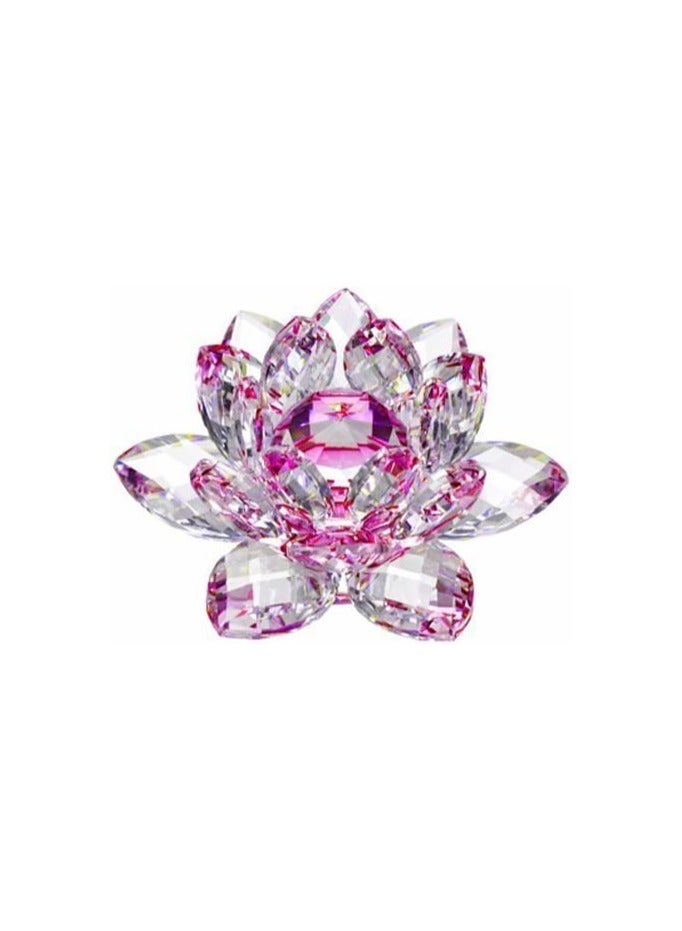 Julia Store Clear Crystal Lotus, Sparkle Crystal Flower, Hue Reflection, Glittering, Peace, Purity, Good Fortune,Wisdom,Feng Shui Ornaments,Home Decor,Party,Photography (5.5"/14cm, Pink)  - Image 1