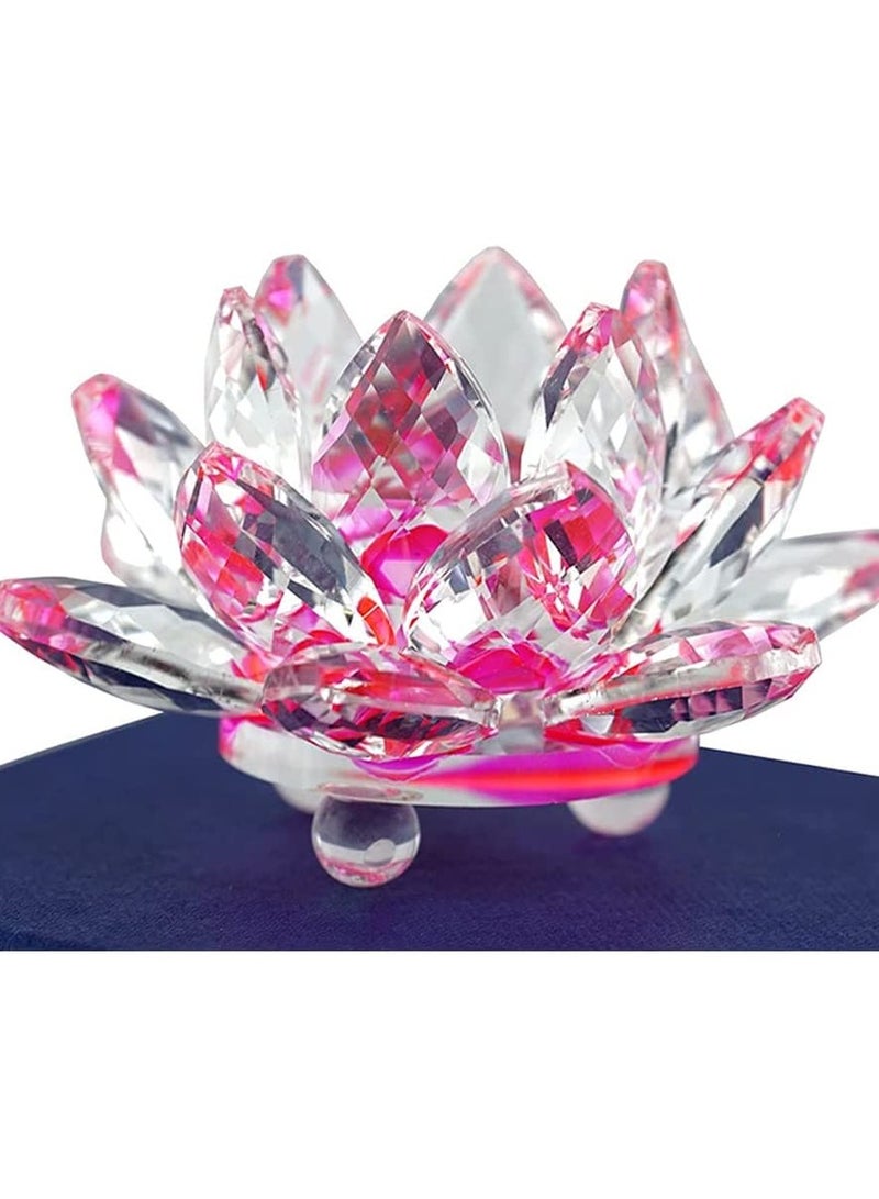 Julia Store Clear Crystal Lotus, Sparkle Crystal Flower, Hue Reflection, Glittering, Peace, Purity, Good Fortune,Wisdom,Feng Shui Ornaments,Home Decor,Party,Photography (5.5"/14cm, Pink)  - Image 2