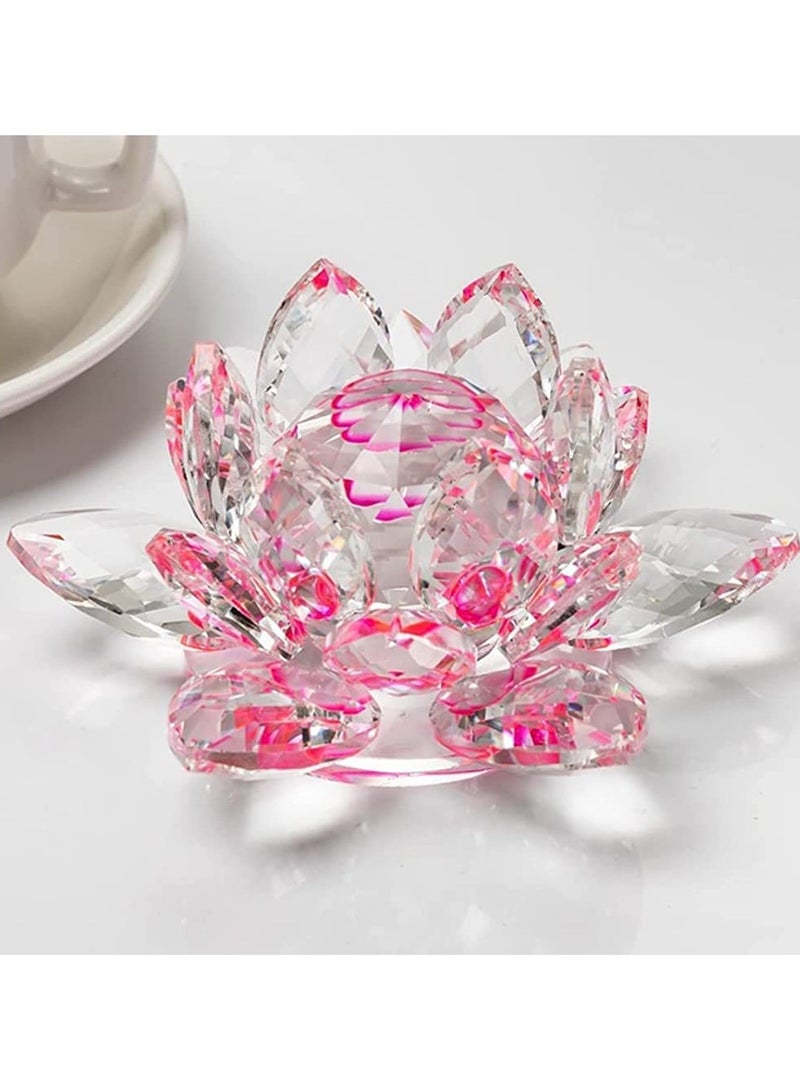 Julia Store Clear Crystal Lotus, Sparkle Crystal Flower, Hue Reflection, Glittering, Peace, Purity, Good Fortune,Wisdom,Feng Shui Ornaments,Home Decor,Party,Photography (5.5"/14cm, Pink)  - Image 3