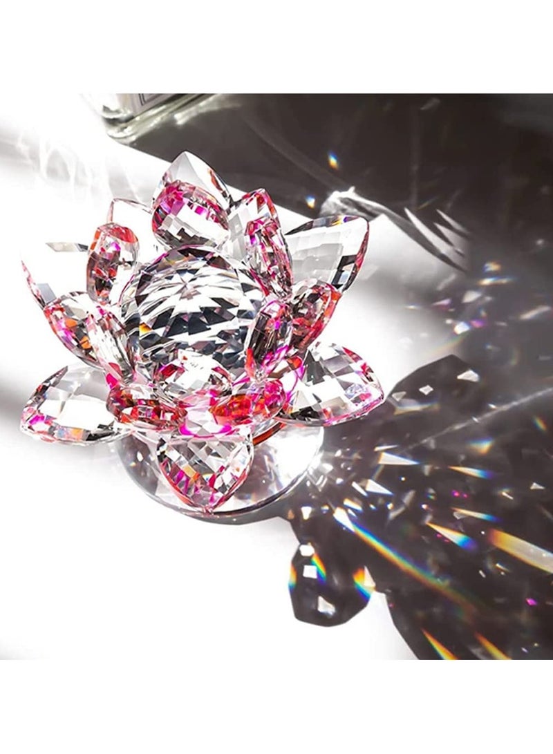 Julia Store Clear Crystal Lotus, Sparkle Crystal Flower, Hue Reflection, Glittering, Peace, Purity, Good Fortune,Wisdom,Feng Shui Ornaments,Home Decor,Party,Photography (5.5"/14cm, Pink)  - Image 4