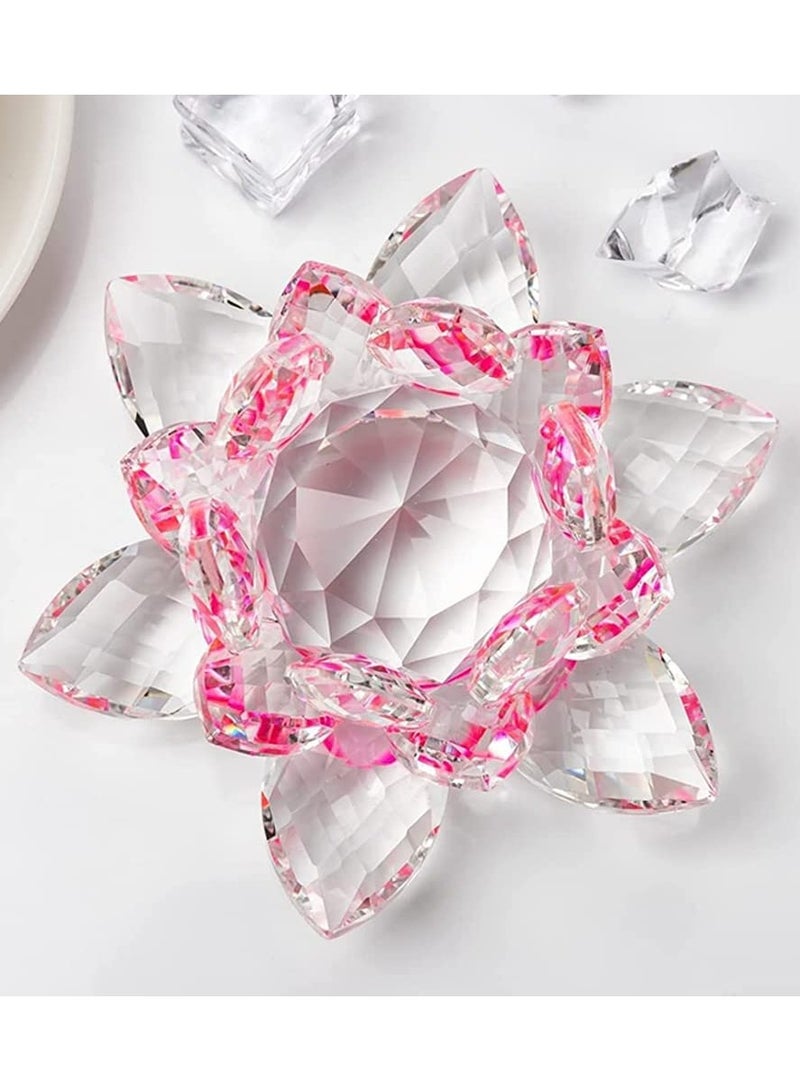 Julia Store Clear Crystal Lotus, Sparkle Crystal Flower, Hue Reflection, Glittering, Peace, Purity, Good Fortune,Wisdom,Feng Shui Ornaments,Home Decor,Party,Photography (5.5"/14cm, Pink)  - Image 5