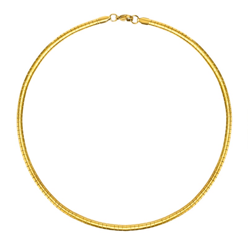 Minimalist Stainless Steel Choker Necklace 18K Gold NC-1318G 