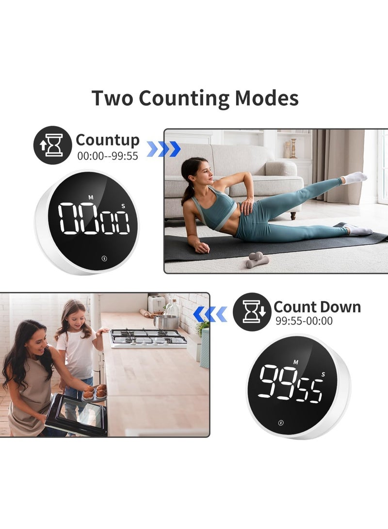 توقيت المطبخ الرقمي - توقيت العد التنازلي المغناطيسي مع حجم شاشة LED كبيرة قابلة للتعديل ، سهلة الطبخ ولكبار السن والأطفال لاستخدامها (أبيض) - Image 3