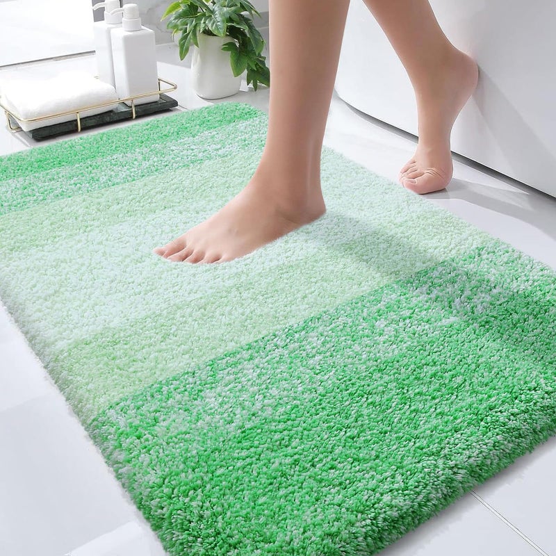 OLANLY Bathroom Rugs Mat 30x20 Extra Soft Absorbent Microfiber Bath Rugs Rubber Backing Quick Dry Machine Washable Bath Mats for Bathroom Floor Tub Shower and Home Decor Accessories Green