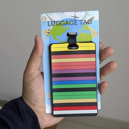 Birthday Popper 6 Pcs Rainbow-Stripes Luggage Tags as Birthday Return Gifts for Boys Fun Colorful Tags for Kids School Bags with Name Label - Image 4
