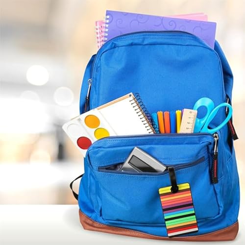 Birthday Popper 6 Pcs Rainbow-Stripes Luggage Tags as Birthday Return Gifts for Boys Fun Colorful Tags for Kids School Bags with Name Label - Image 5