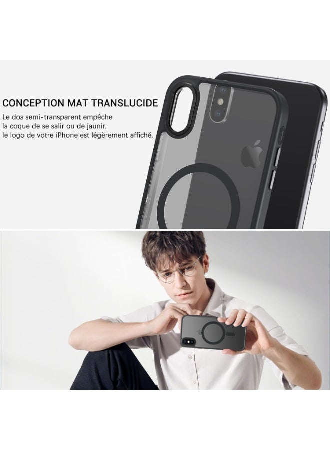 جراب مغناطيسي شفاف متوافق مع MagSafe iPhone Xs Max/iPhone XS Max، مقاوم للصدمات والخدوش (أسود) ظهر شفاف. - Image 2