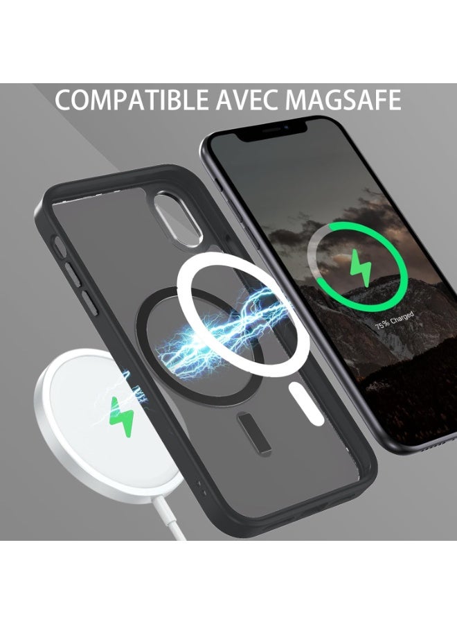 جراب مغناطيسي شفاف متوافق مع MagSafe iPhone Xs Max/iPhone XS Max، مقاوم للصدمات والخدوش (أسود) ظهر شفاف. - Image 3