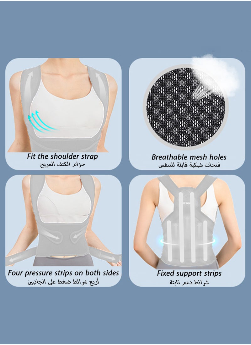 Generic - Adjustable Back Support with Posture Corrector, Breathable Brace, Relieves Shoulder, Neck and Back Pain by Supporting and Straightening the Spine. - Image 1