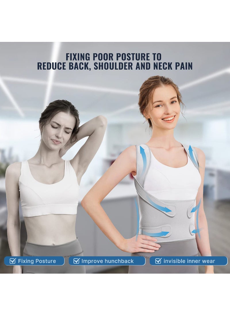 Generic - Adjustable Back Support with Posture Corrector, Breathable Brace, Relieves Shoulder, Neck and Back Pain by Supporting and Straightening the Spine. - Image 1