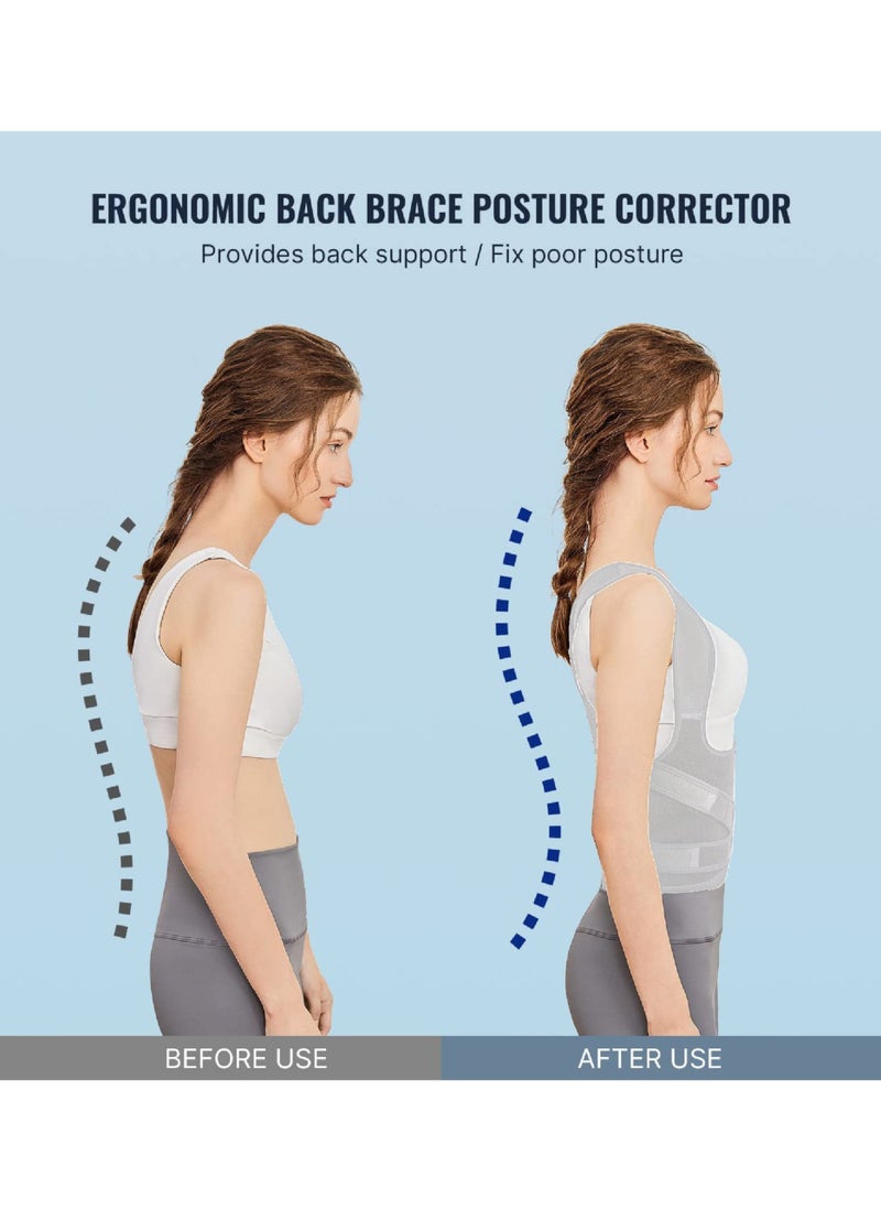 Generic - Adjustable Back Support with Posture Corrector, Breathable Brace, Relieves Shoulder, Neck and Back Pain by Supporting and Straightening the Spine. - Image 1