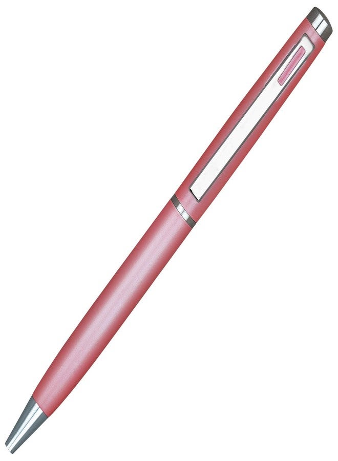 Lanier Pens Lanier 4G Ballpoint Pen - Shiny Chrome Ring & Parts with Medium Tip 0.7mm Cross Style Refill (with Accents - White or Black or Purple or Pink) - Image 2
