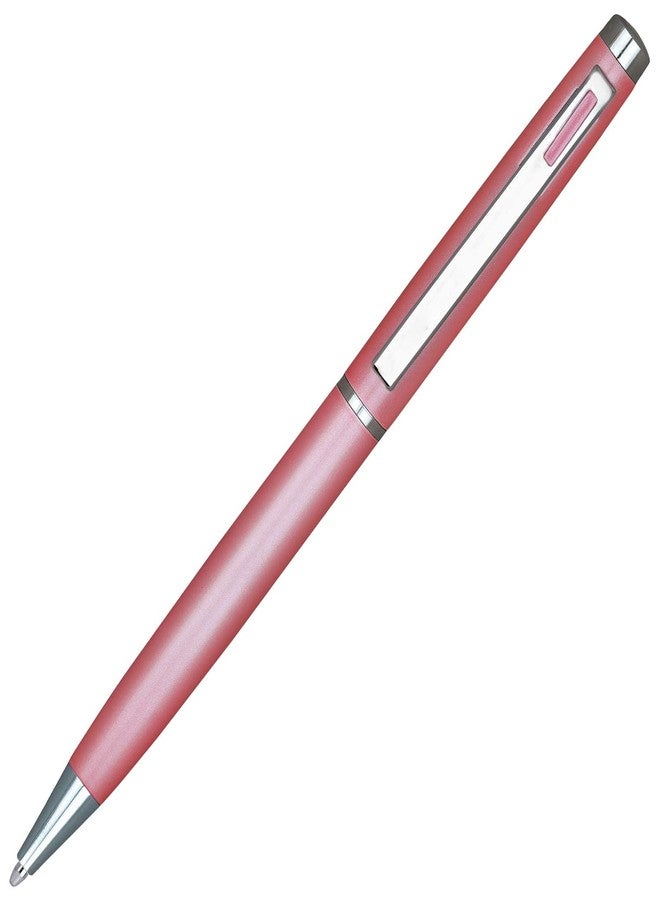 Lanier Pens Lanier 4G Ballpoint Pen - Shiny Chrome Ring & Parts with Medium Tip 0.7mm Cross Style Refill (with Accents - White or Black or Purple or Pink) - Image 1