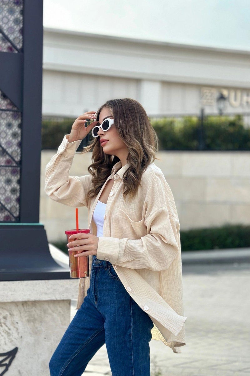 Weshaya Shirt Women Beige - Image 4