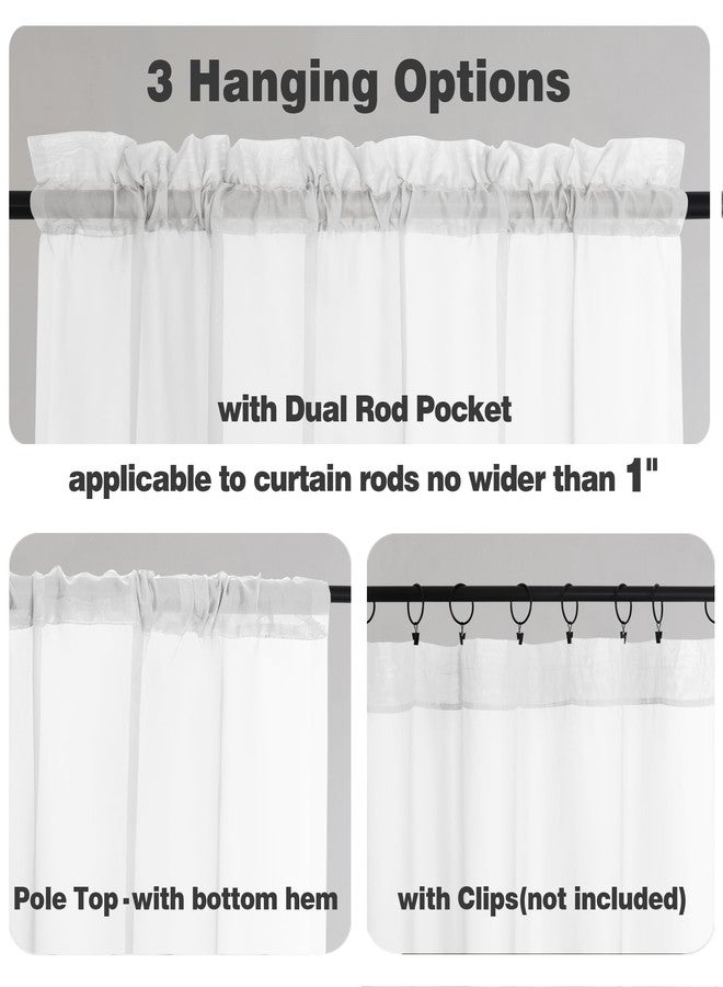 Chyhomenyc White Sheer Curtains 36 inch Length 2 Panels Set, Light Filtering Voile Rod Pocket Short Window Curtians for Bathroom Living Room Farmhouse Small Windows, Each 42Wx36L in, 2PCS, White - Image 5