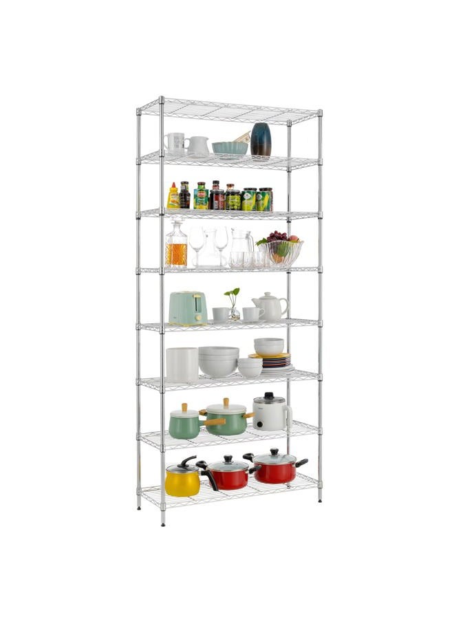 Finnhomy 8-Tier Wire Shelving Unit Adjustable Steel Wire Rack Shelving, 14x36x80 Inches 8 Shelves Metal Storage Rack, Pantry Shelves for Storage, Metal Garage Shelves with NSF Certified, Chrome - Image 2
