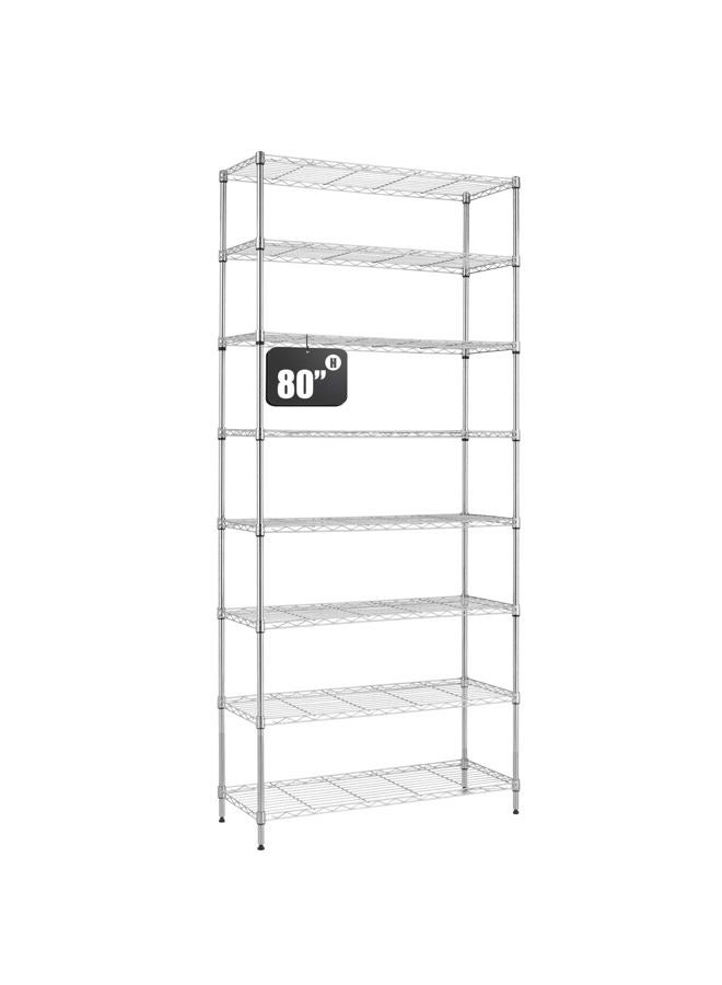 Finnhomy 8-Tier Wire Shelving Unit Adjustable Steel Wire Rack Shelving, 14x36x80 Inches 8 Shelves Metal Storage Rack, Pantry Shelves for Storage, Metal Garage Shelves with NSF Certified, Chrome - Image 1