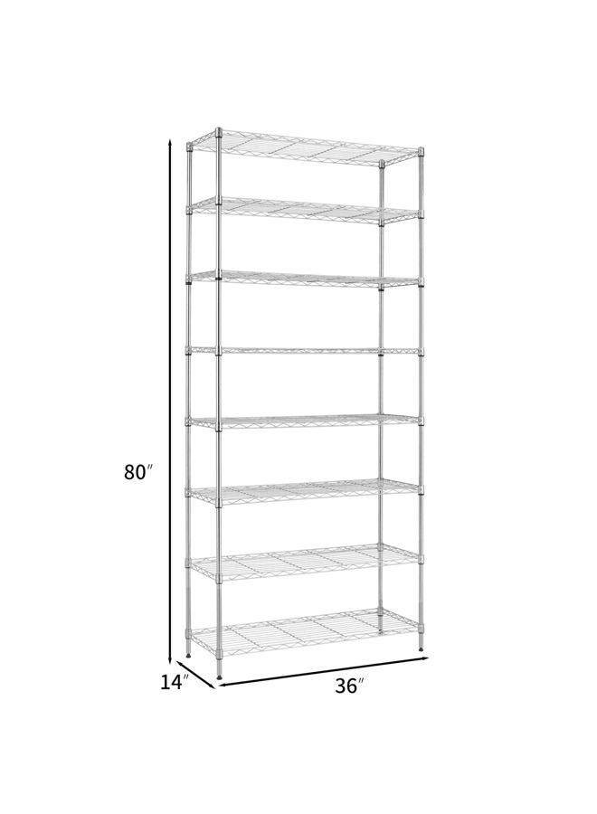 Finnhomy 8-Tier Wire Shelving Unit Adjustable Steel Wire Rack Shelving, 14x36x80 Inches 8 Shelves Metal Storage Rack, Pantry Shelves for Storage, Metal Garage Shelves with NSF Certified, Chrome - Image 3