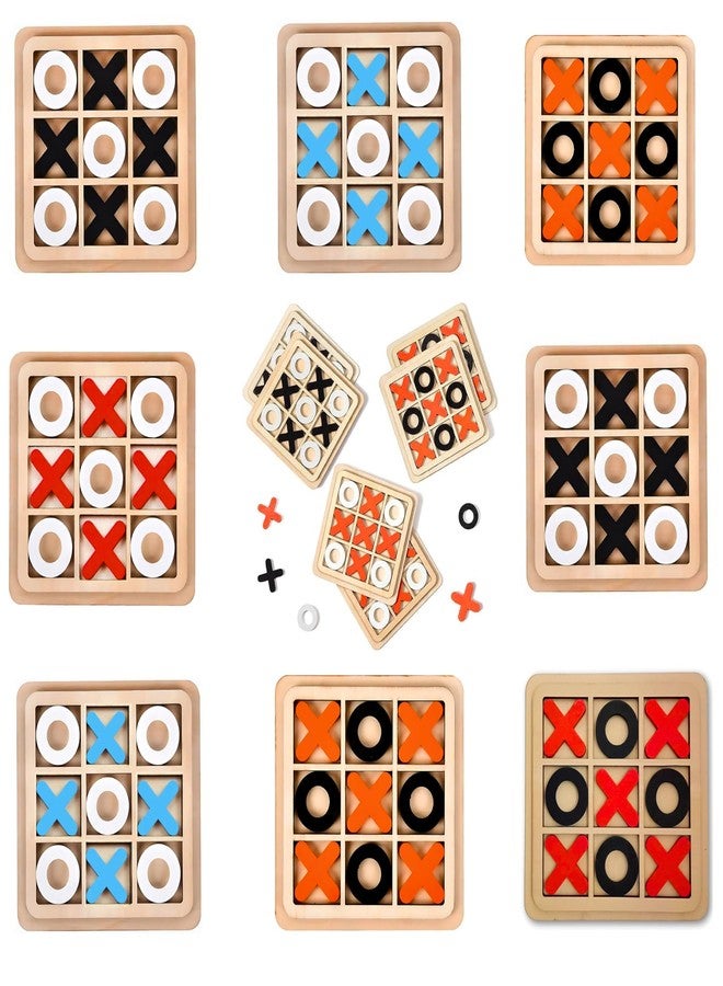 DHARNIX Wooden Tic Tac Toe Classic Mind Challenging Cross & Zero Family Board Game for Kids & Adults, Multicolour (Pack of 10) - Image 1