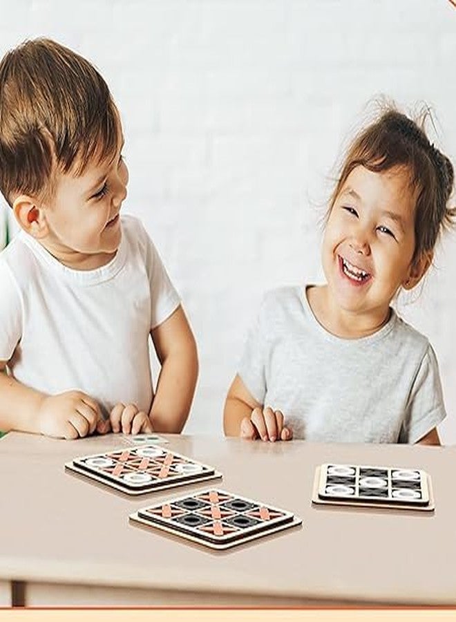 DHARNIX Wooden Tic Tac Toe Classic Mind Challenging Cross & Zero Family Board Game for Kids & Adults, Multicolour (Pack of 10) - Image 5