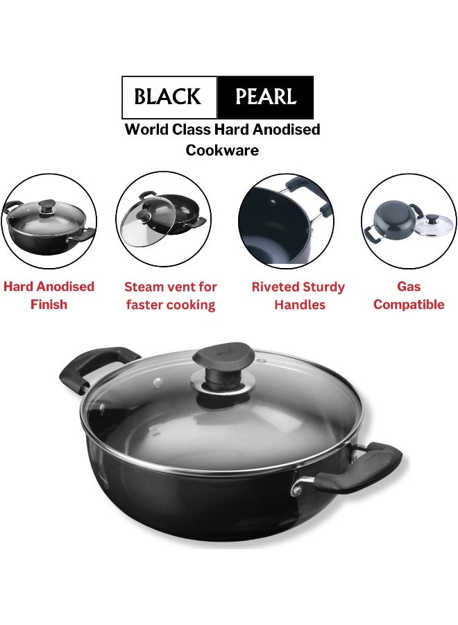 Vinod Hard Anodized Deep Kadai with Glass Lid- 30 cm, 7 Ltr Non - Induction - Image 5