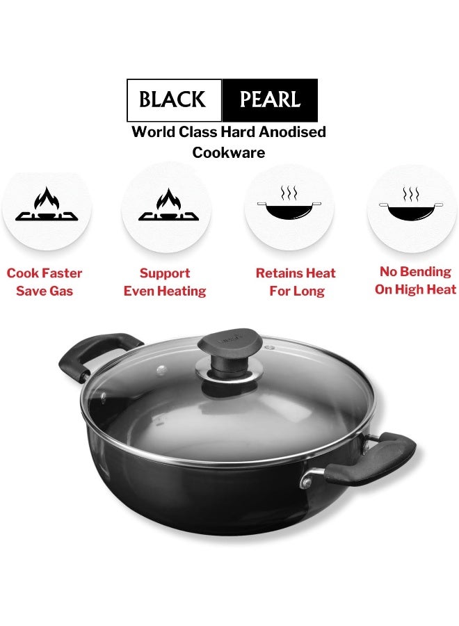 Vinod Hard Anodized Deep Kadai with Glass Lid- 30 cm, 7 Ltr Non - Induction - Image 4