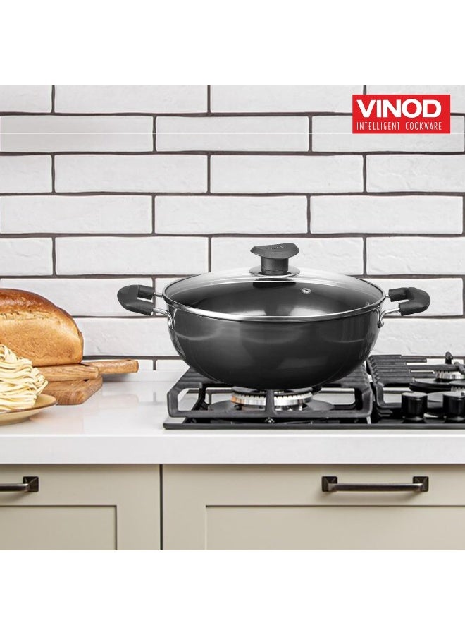 Vinod Hard Anodized Deep Kadai with Glass Lid- 30 cm, 7 Ltr Non - Induction - Image 3