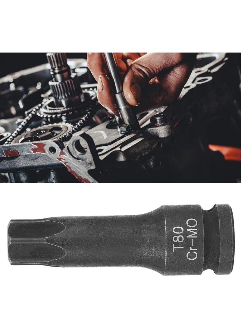 GGOOT 1/2 Socket Adaptor Star Head, (T50) Chrome Molybdenum Steel for Mechanical Automotive Industrial Hardware Maintenance Tools (T80) - Image 1