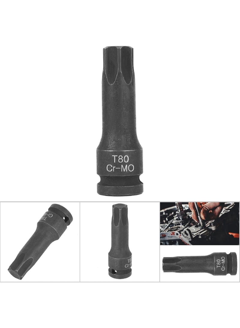 GGOOT 1/2 Socket Adaptor Star Head, (T50) Chrome Molybdenum Steel for Mechanical Automotive Industrial Hardware Maintenance Tools (T80) - Image 5