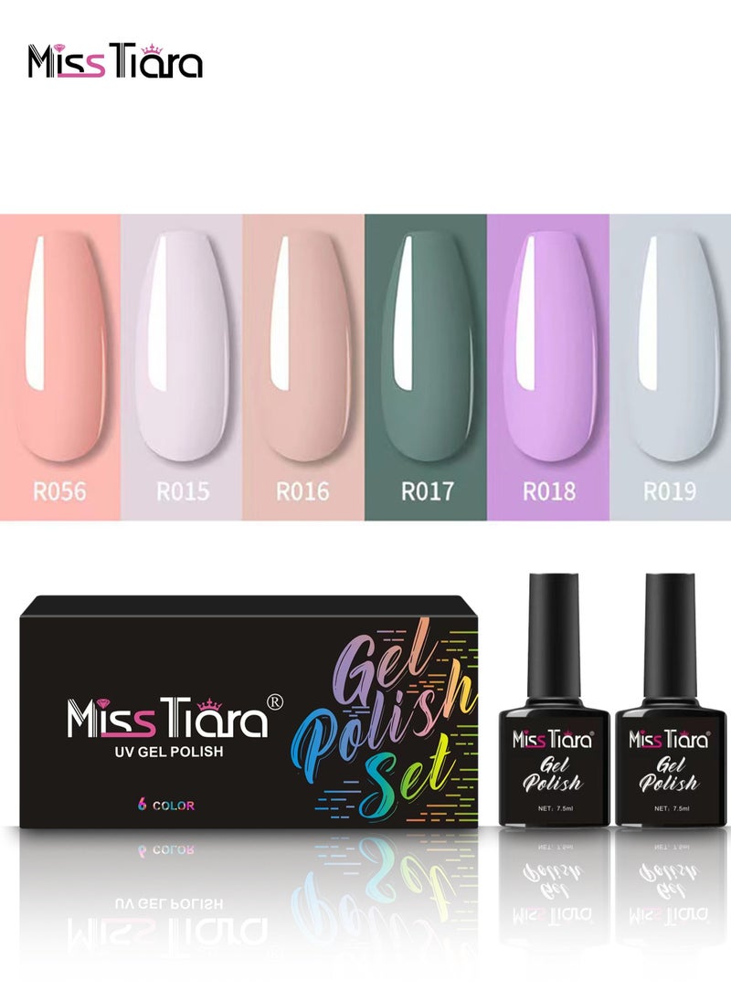 MissTiara Gel Nail Polish, Nail glue,6-Piece UV and LED Gel Nail Polish Set Multicolour Long Lasting Nail Gel Polish DIY nail art at home  - Image 1