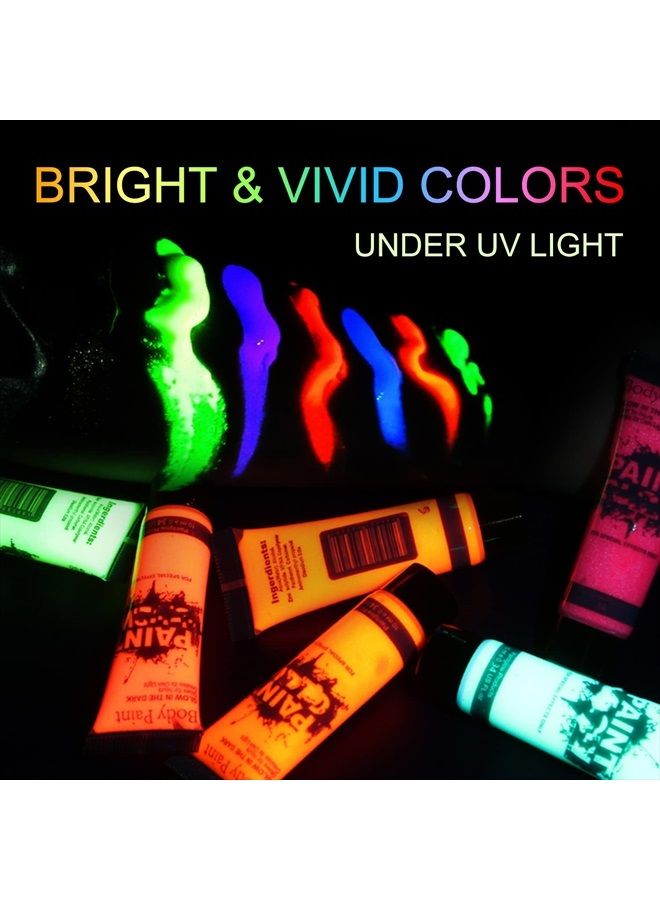 GARYOB Glow in Dark Face Body Paint UV Blacklight Neon Fluorescent 0.34oz Set of 6 Tubes - Image 2