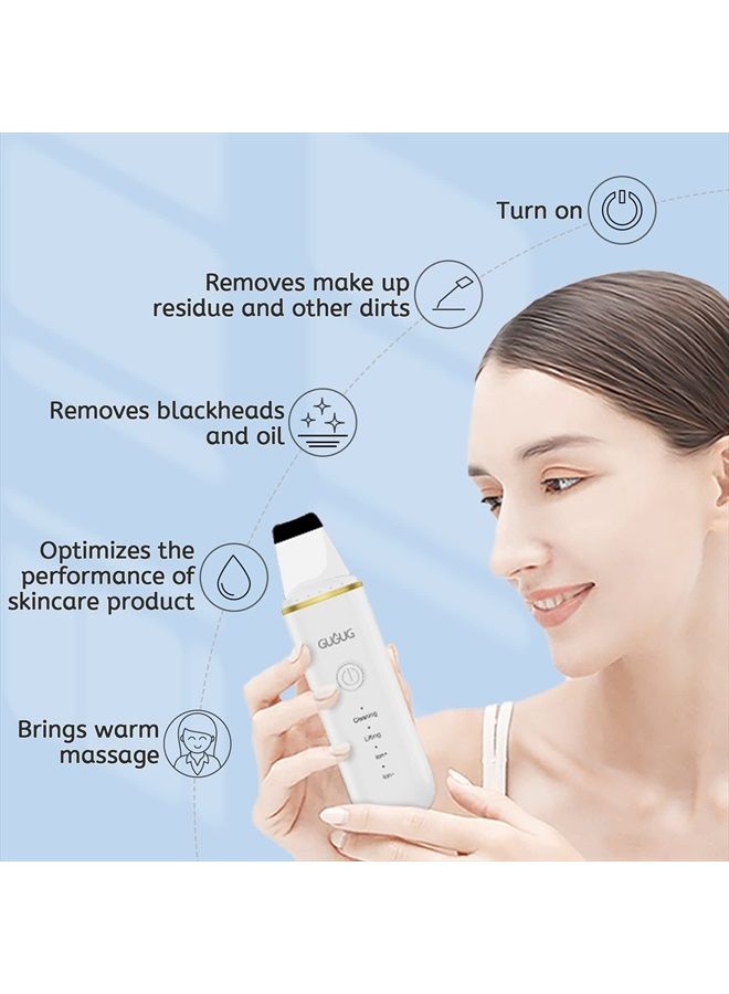 GUGUG Skin Scrubber Face Spatula, Skin Spatula Pore Cleaner Blackhead Remover Tools for Facial Deep Cleansing-4 Modes,White - Image 2