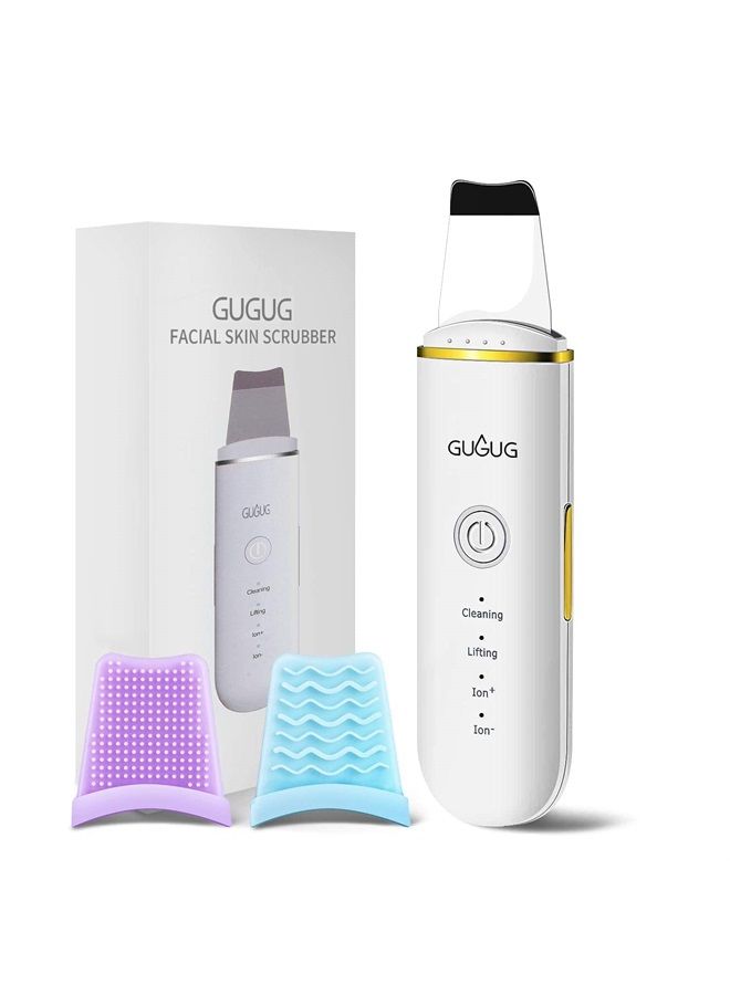 GUGUG Skin Scrubber Face Spatula, Skin Spatula Pore Cleaner Blackhead Remover Tools for Facial Deep Cleansing-4 Modes,White - Image 1