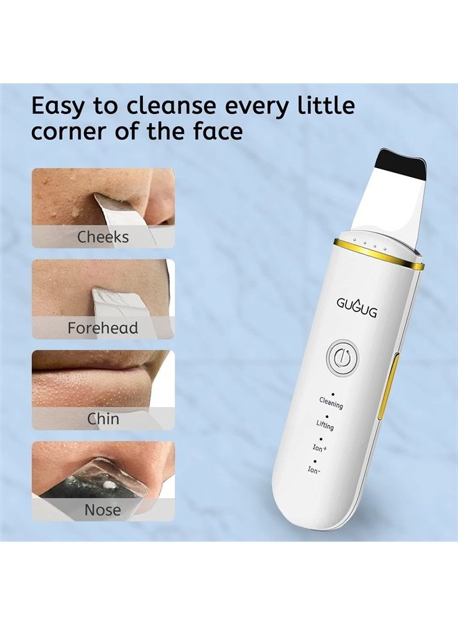 GUGUG Skin Scrubber Face Spatula, Skin Spatula Pore Cleaner Blackhead Remover Tools for Facial Deep Cleansing-4 Modes,White - Image 5