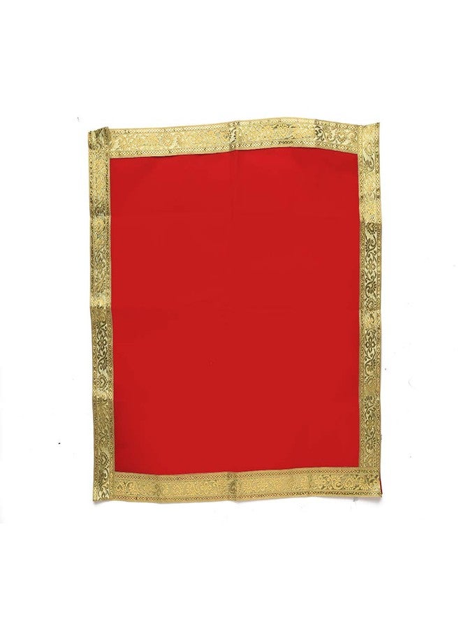 Aditri Creation Red Pooja Mat Aasan Puja Aasan Cloth (Size:-18 Inches X 18 Inches,) for Multipurpose Pooja Decorations Item & Article & Gifting - Image 1