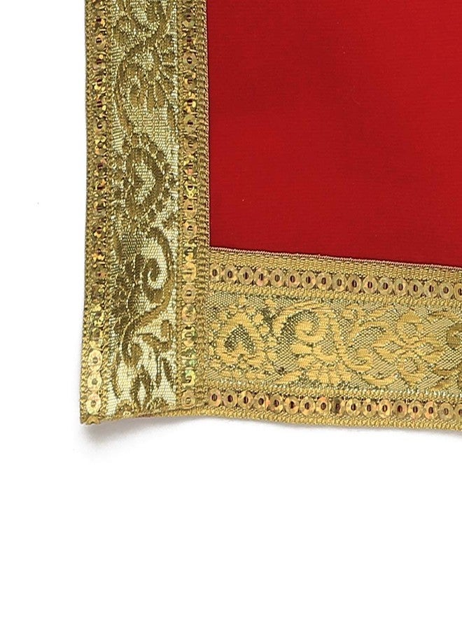 Aditri Creation Red Pooja Mat Aasan Puja Aasan Cloth (Size:-18 Inches X 18 Inches,) for Multipurpose Pooja Decorations Item & Article & Gifting - Image 2