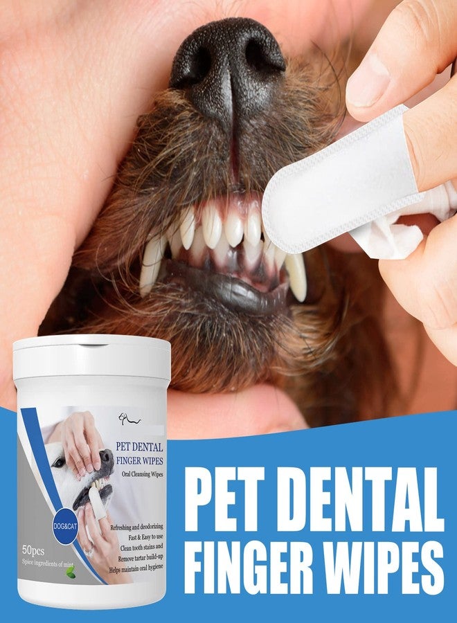 Felico Pet Dental Finger Wipes, Oral Cleansing Teeth Care Finger Cots Wipes Pads for Dogs and Cats, Optimize Oral Health, Reduces Plaque, Freshen Breath - 50 Wipes - Image 1