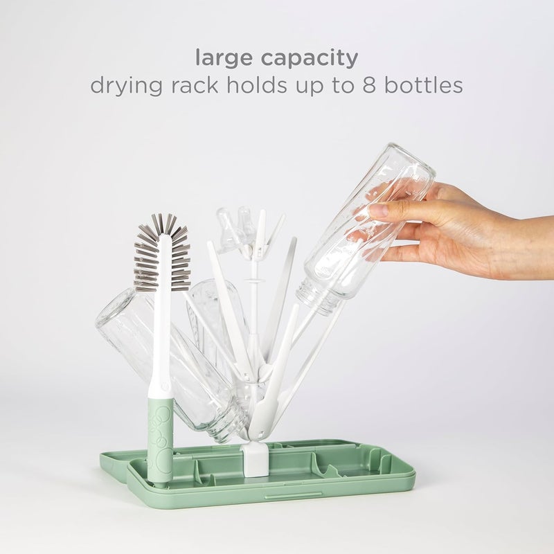 ubbi On-The-Go Drying Rack and Brush Set, Includes Travel Case and Bottle Brush for Compact Storage, Holds Up to 8 Bottles, Baby Travel Accessories, Sage - Image 4