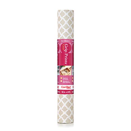 Con-Tact Brand Grip Prints Shelf Liner, Durable and Non-Adhesive Liners, Non-Slip Drawer and Cabinet Liner, 18" x 4', Talisman Pale Gray, Pack of 1 Roll - Image 1