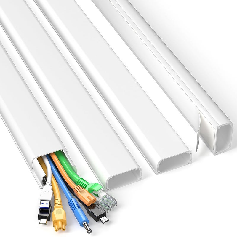 Delamu Cord Covers for 4-7 Wires on Wall, 62.8in Cord Hider Cable Hider, Paintable Wire Covers for Cords on Wall, TV Cord Hider for Wall Mount TV, Cable Cover Management, 4X L15.7 W1.57 H0.78in - Image 1