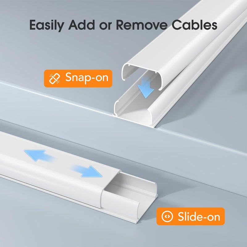 Delamu Cord Covers for 4-7 Wires on Wall, 62.8in Cord Hider Cable Hider, Paintable Wire Covers for Cords on Wall, TV Cord Hider for Wall Mount TV, Cable Cover Management, 4X L15.7 W1.57 H0.78in - Image 3