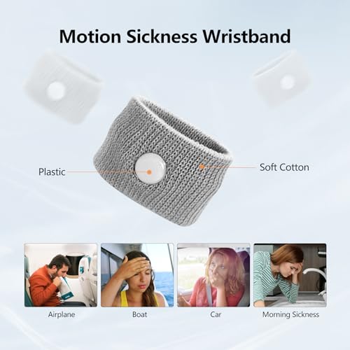 COMFYTHERA Motion Sickness Wristband AntiNausea Acupressure Wrist Band for Nausea Relief Dizziness and Vomiting from Car Sea Boat Flying Travel Sickness for Adults and Kids Grey Large 2 Pairs - Image 5