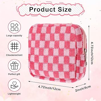 Bremorou Menstrual Bags for Teen Girls Corduroy Sanitary Napkin Storage Bag Mini Makeup Pouch Portable Period Pouch with Zipper Sanitary Pads Bag Tampons Holder for Purse First Period WomenPink  - Image 2