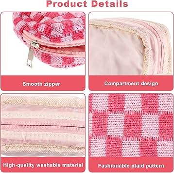 Bremorou Menstrual Bags for Teen Girls Corduroy Sanitary Napkin Storage Bag Mini Makeup Pouch Portable Period Pouch with Zipper Sanitary Pads Bag Tampons Holder for Purse First Period WomenPink  - Image 3