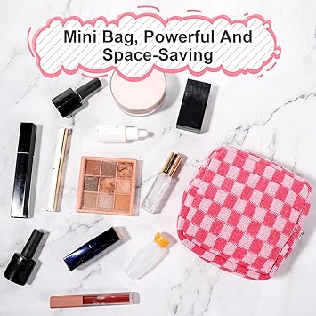 Bremorou Menstrual Bags for Teen Girls Corduroy Sanitary Napkin Storage Bag Mini Makeup Pouch Portable Period Pouch with Zipper Sanitary Pads Bag Tampons Holder for Purse First Period WomenPink  - Image 5